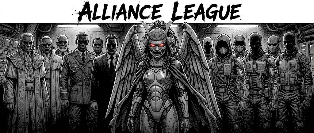 Alliance League official personnel — league leadership, the Chief Constable's commanders, the cybernetic champion and White Guard shock troopers