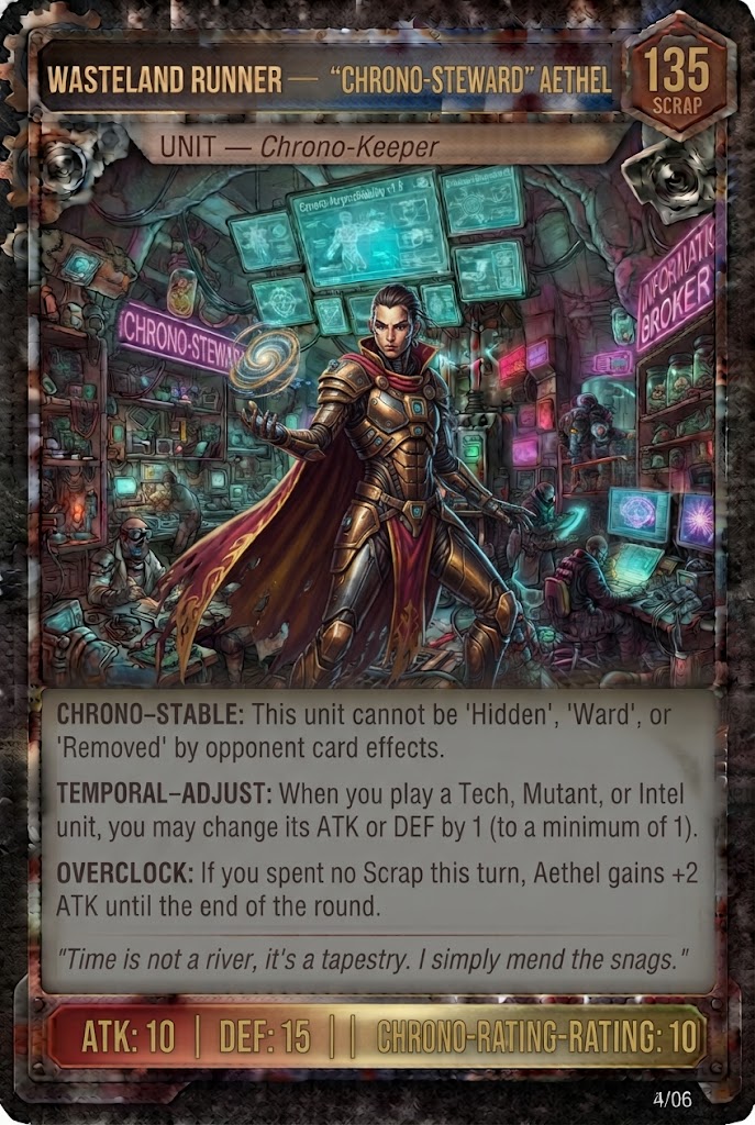 WASTELAND RUNNER — 'CHRONO-STEWARD' AETHEL TCG card