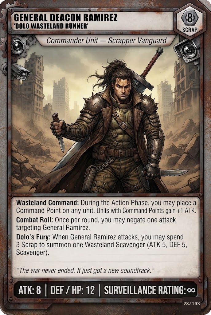 GENERAL DEACON RAMIREZ, DOLO WASTELAND RUNNER TCG card