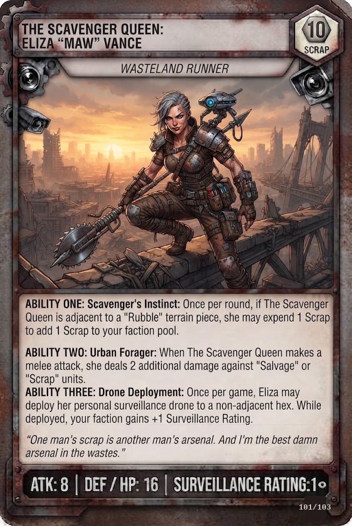 THE SCAVENGER QUEEN: ELIZA "MAW" VANCE TCG card
