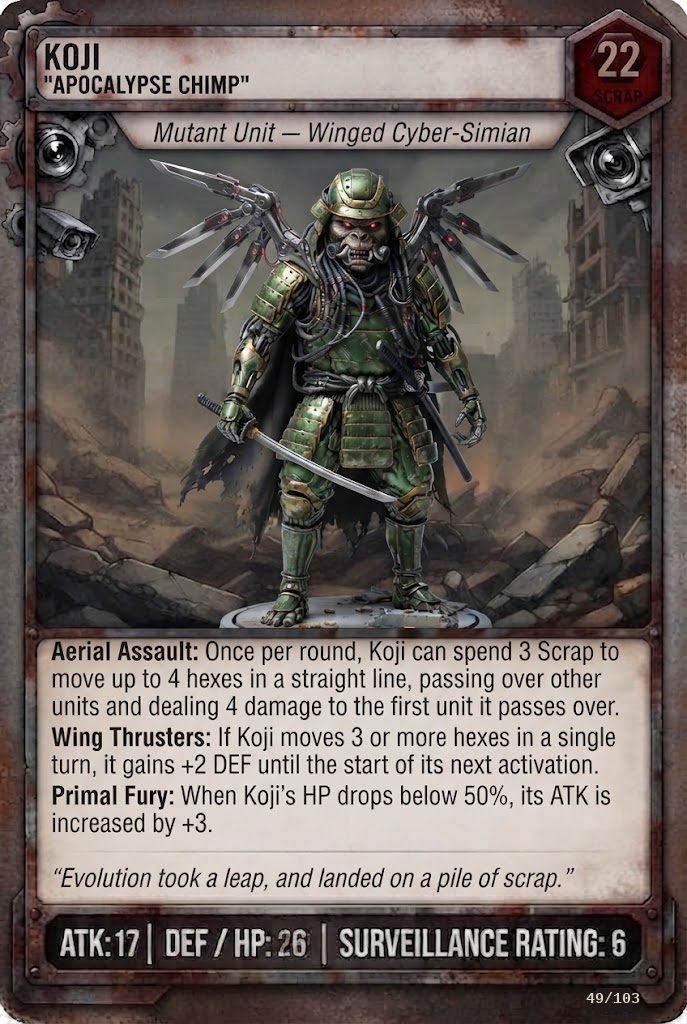 KOJI, APOCALYPSE CHIMP TCG card