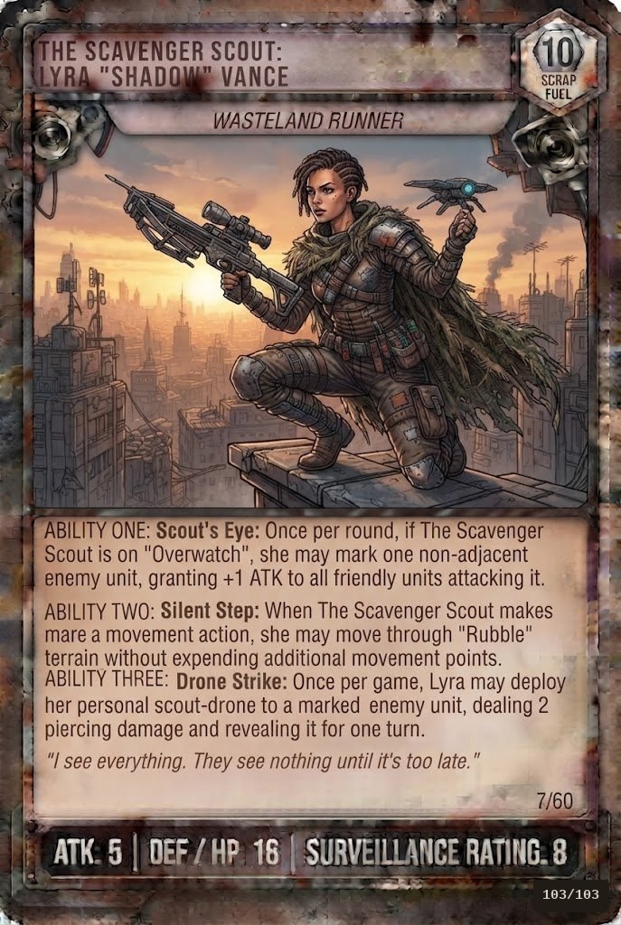 THE SCAVENGER SCOUT: LYRA "SHADOW" VANCE TCG card