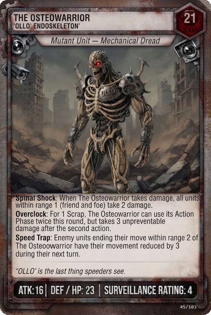 THE OSTEOWARRIOR, 'OLLO' ENDOSKELETON TCG card