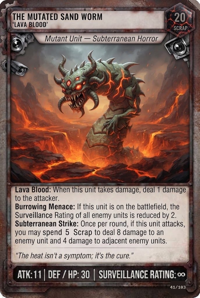 THE MUTATED SAND WORM, LAVA BLOOD TCG card