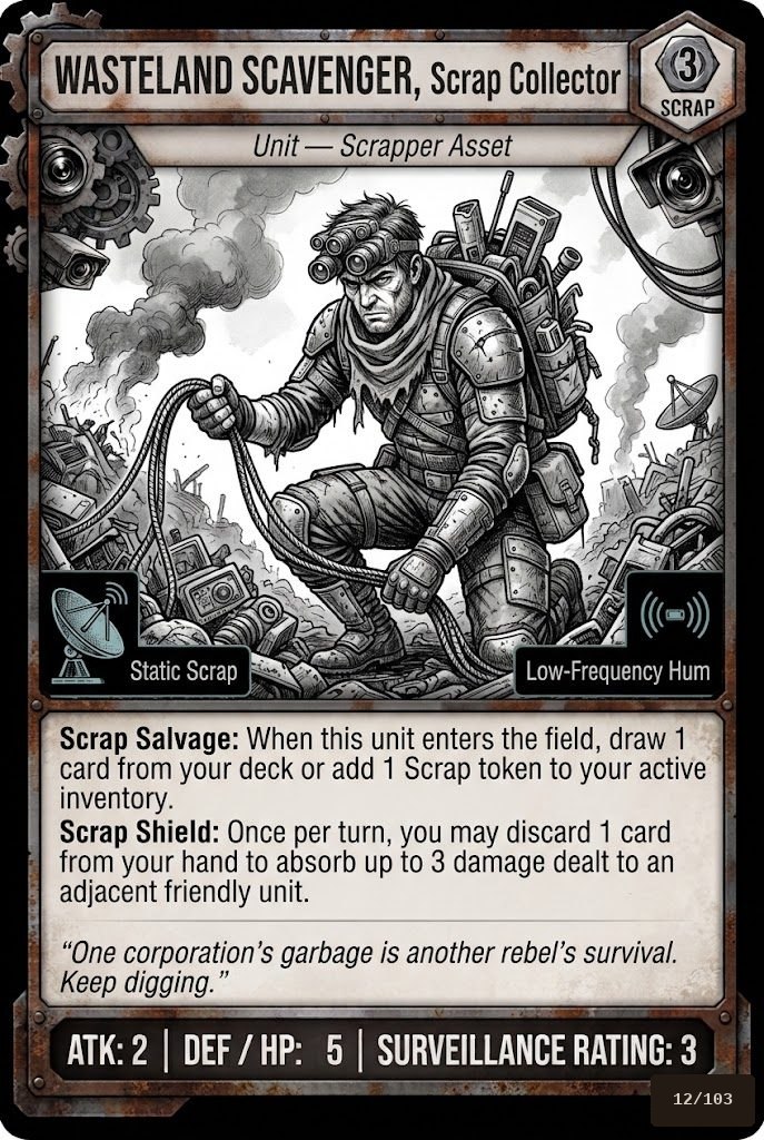 WASTELAND SCAVENGER, SCRAP COLLECTOR TCG card